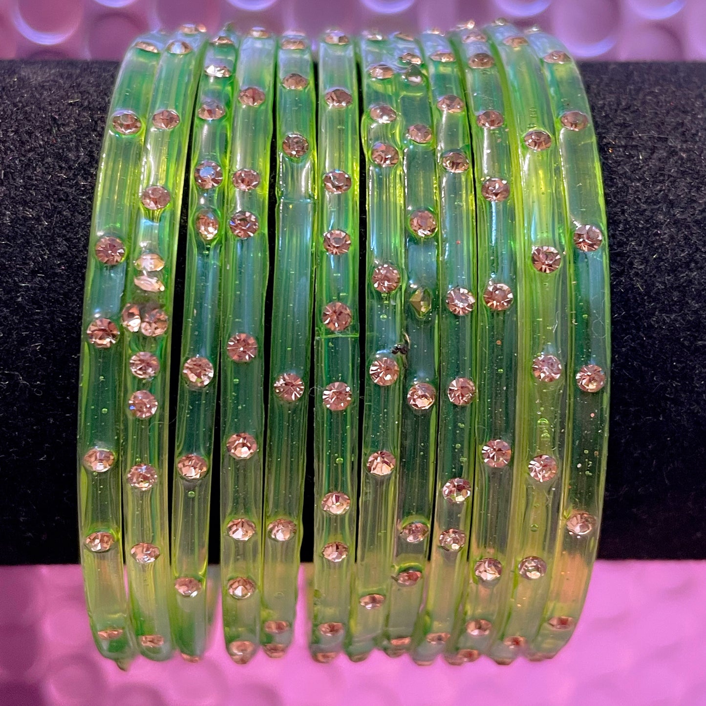 Stone Glass Bangles in various colours- Size 2.4/2.6/2.8