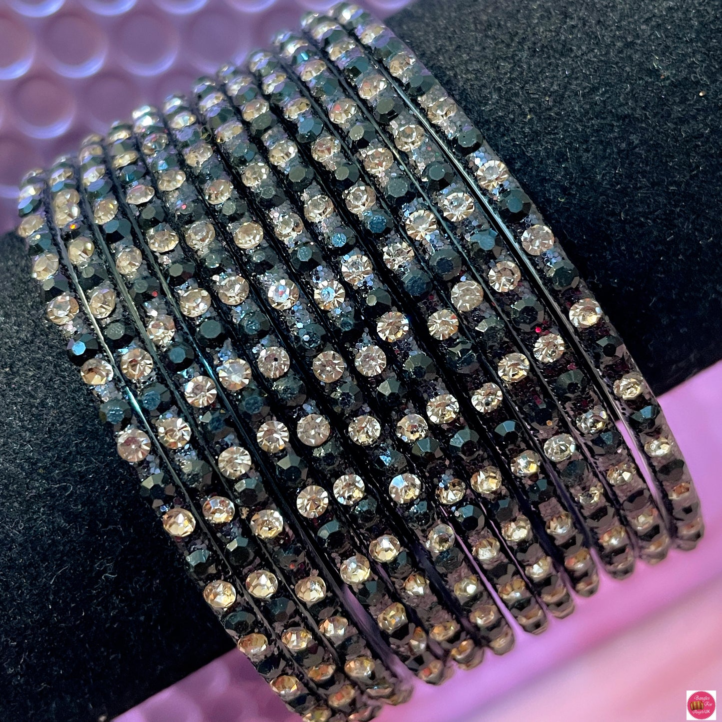 Black Zirconia Glass Bangles- Size 2.6/2.8