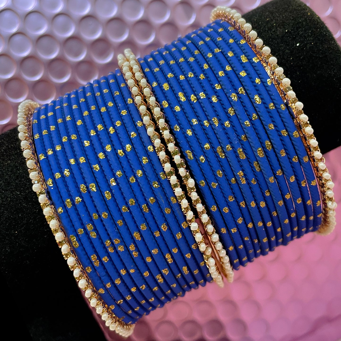 Pearl Metal Bangles Sets- Various Colours