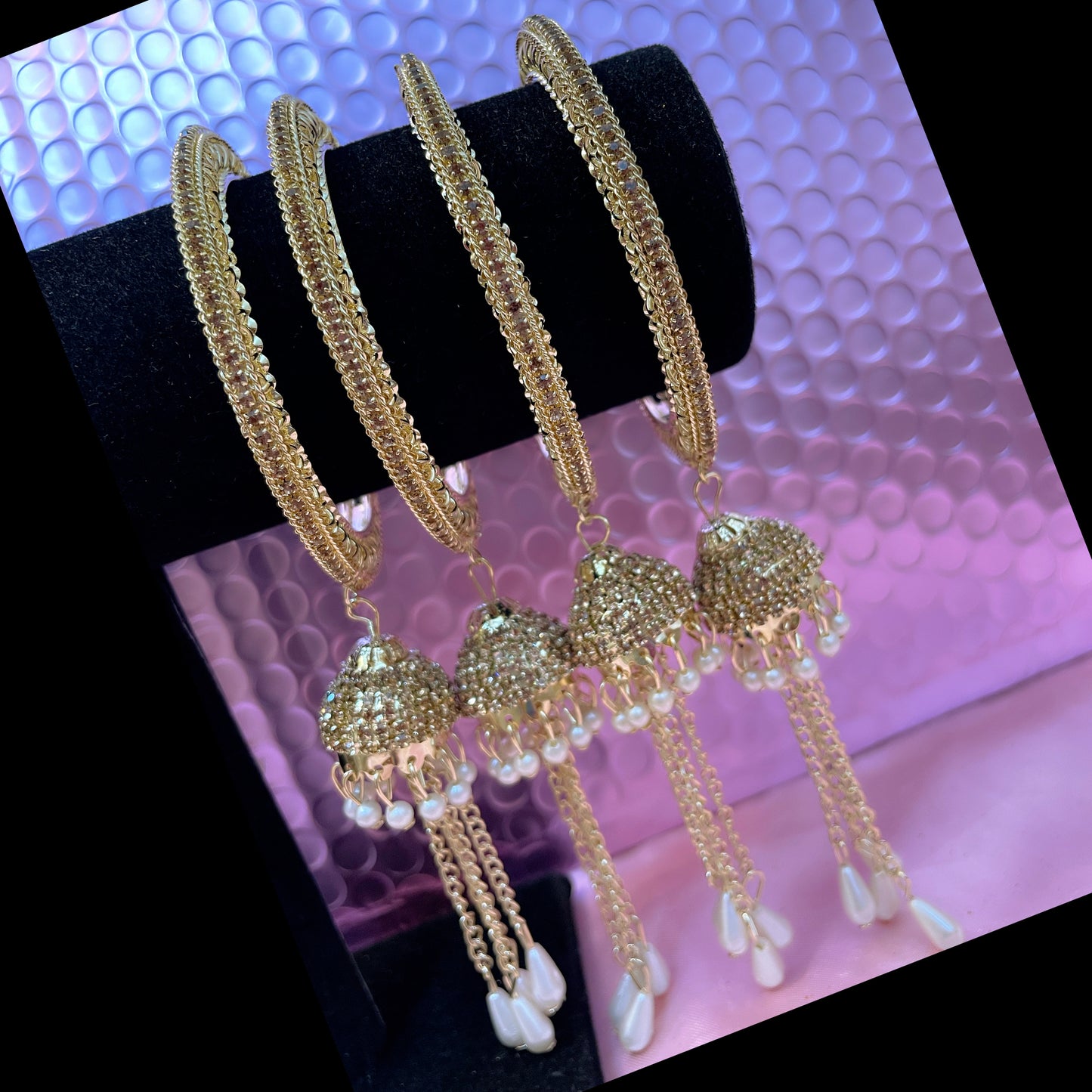 Gold Zirconia Pearl Hanging Metal Karas- 2.8/2.10