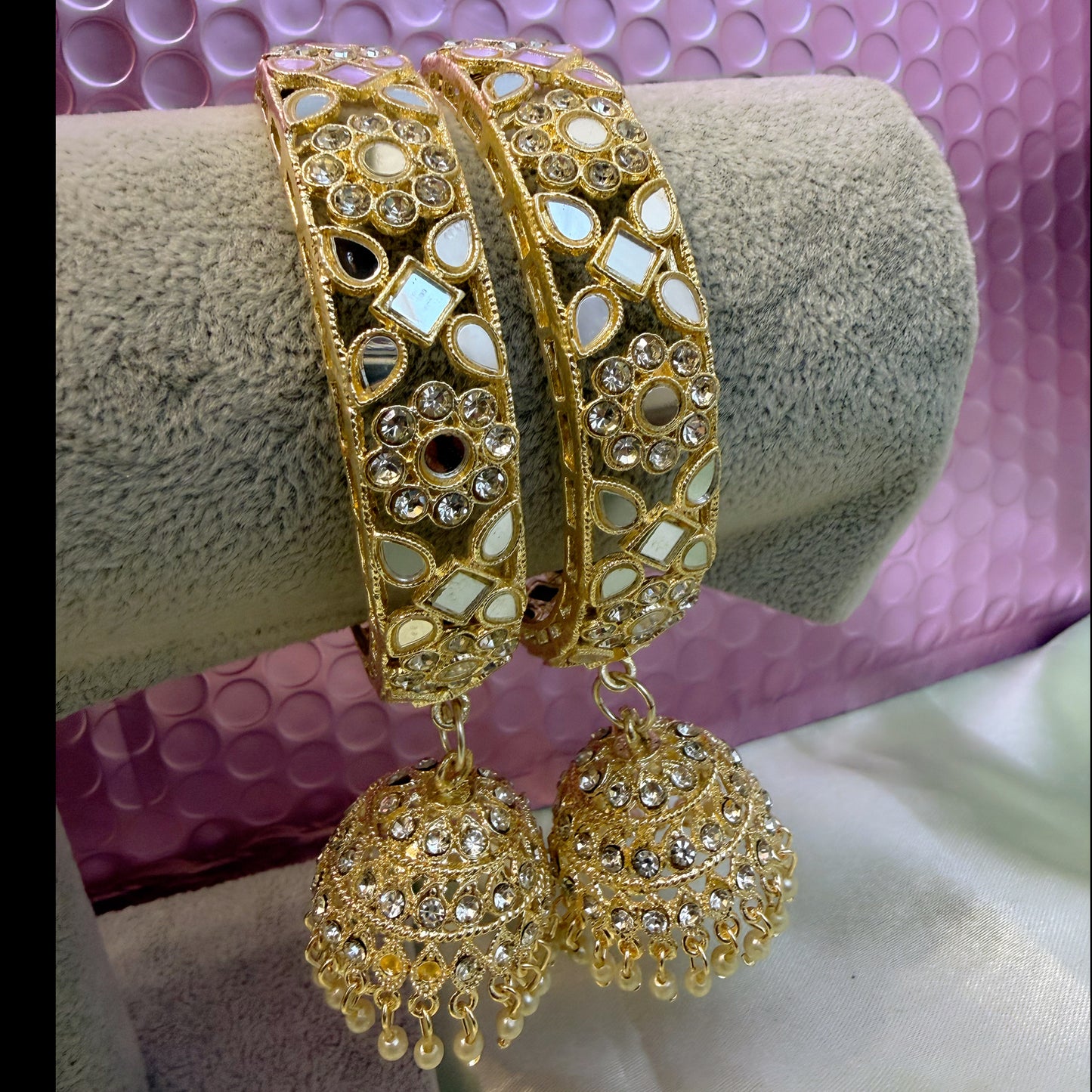 Kundan Mirror Hanging Metal Karas