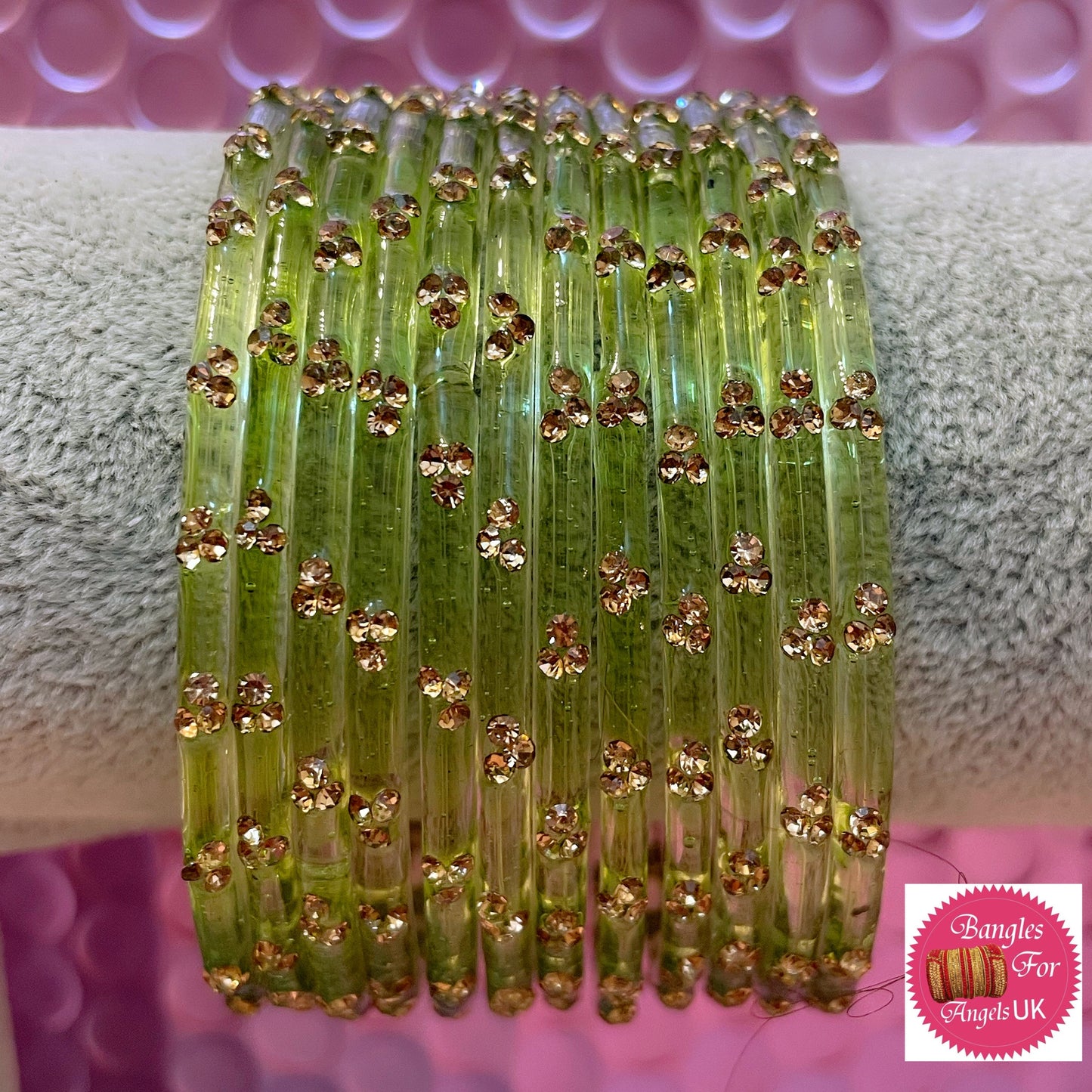 Zirconia Glass Bangles in various Colours- Size 2.6/2.8