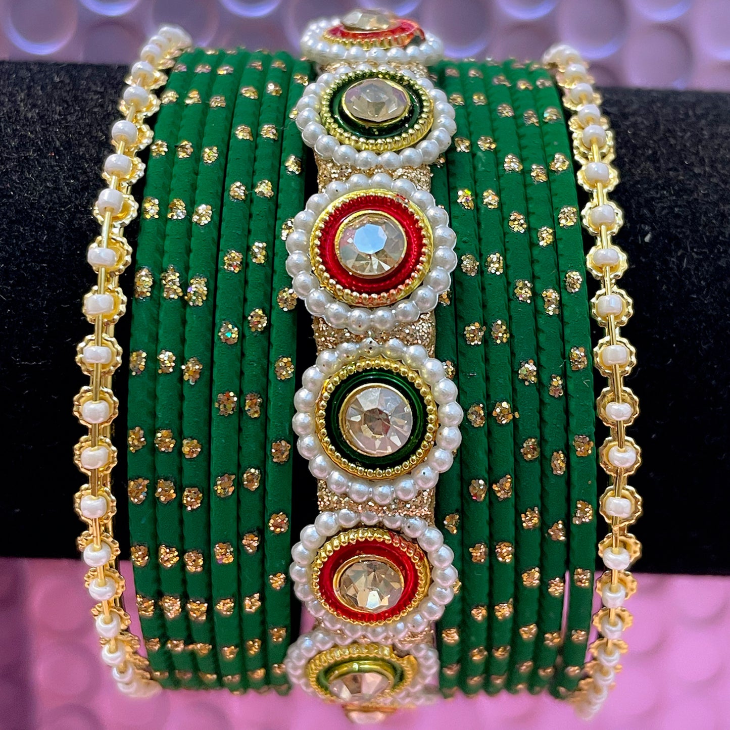 Pearl Metal Bangles Sets- Various Colours
