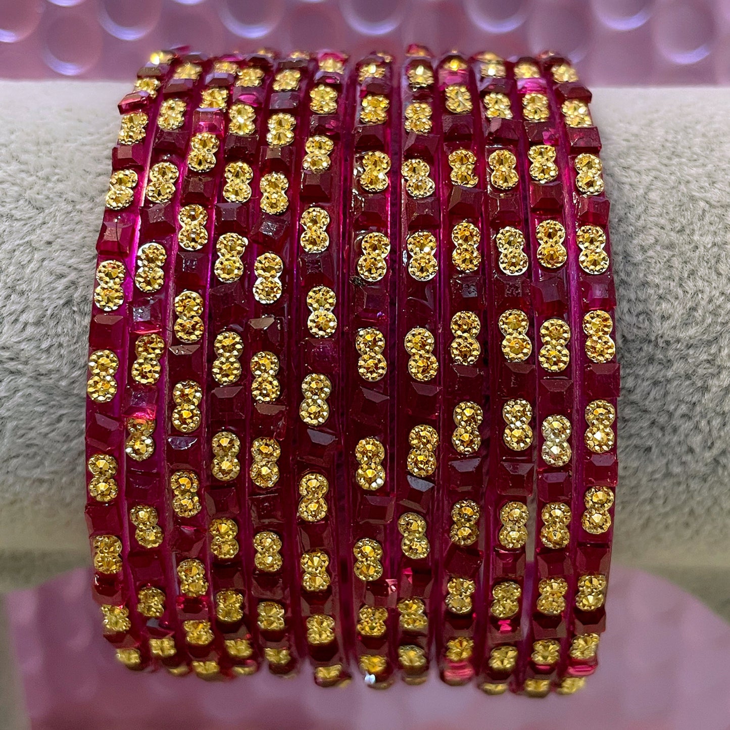 Strawberry Glass Bangles Set- Size 2.6/2.8