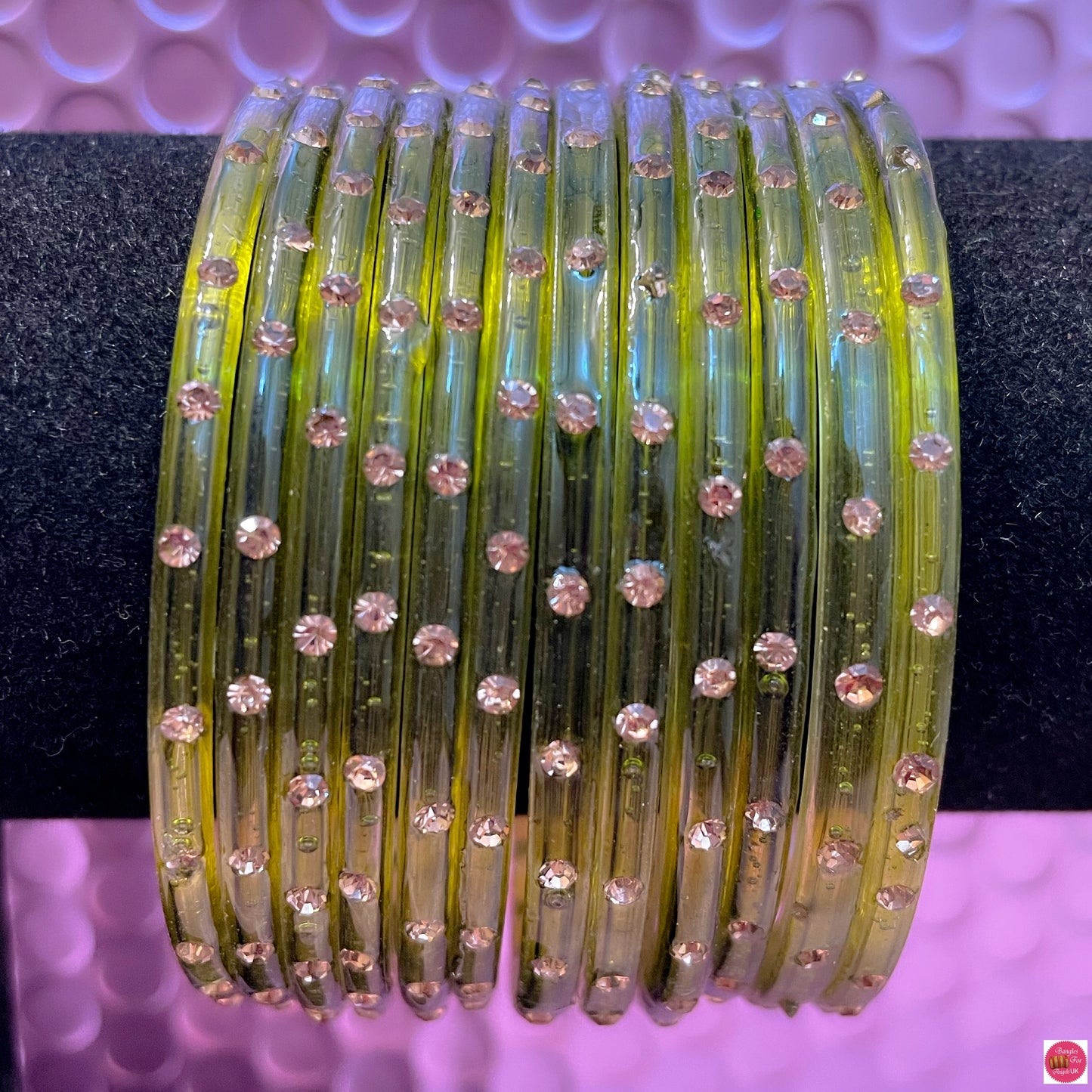 Stone Glass Bangles in various colours- Size 2.4/2.6/2.8