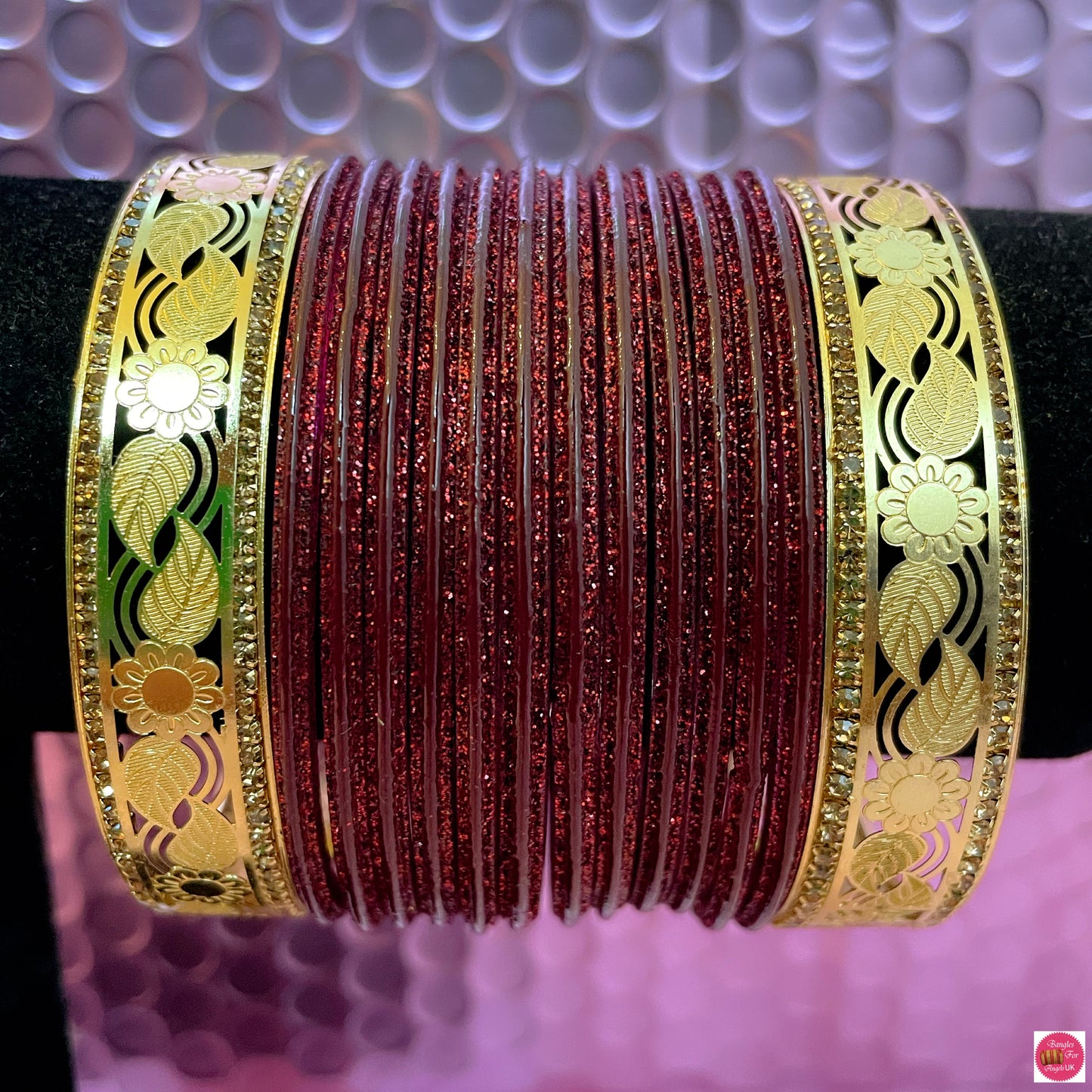 Gold Glass Bangles Sets- Various Colours