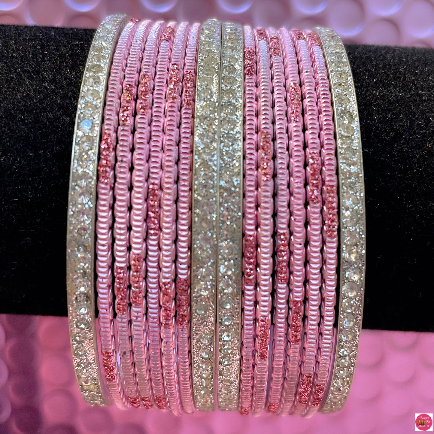 Silver Metal Bangles Sets Various Colours- Size 2.10