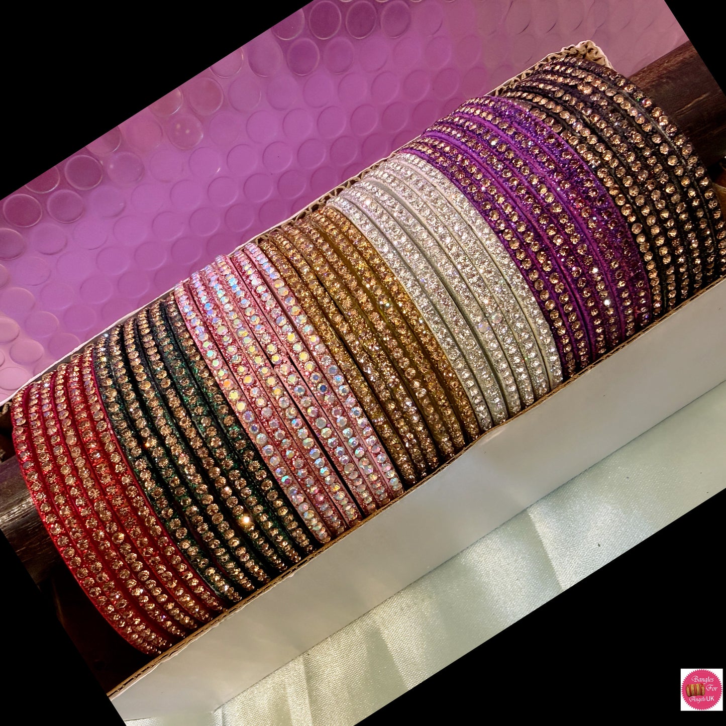 Zirconia Glass Bangles Combo- Size 2.6