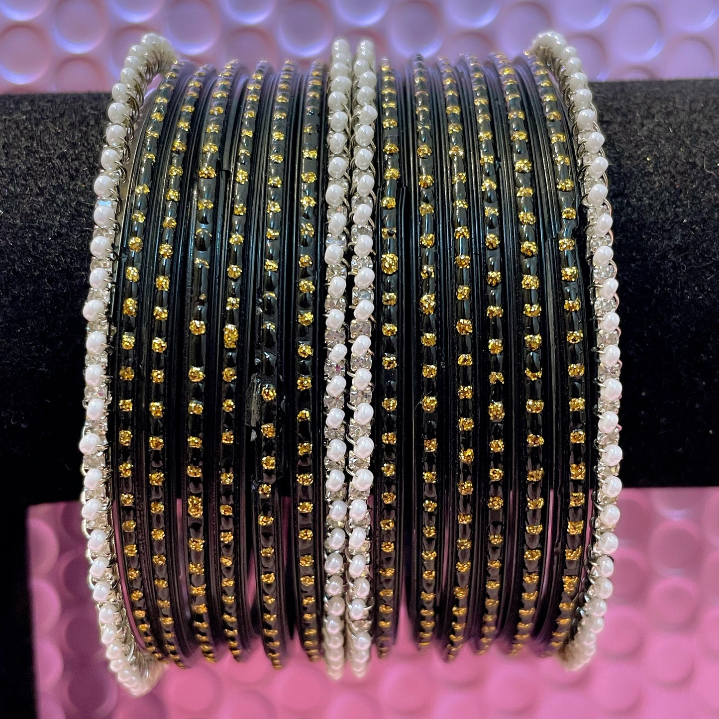Pearl Glass Bangles Set- Size 2.12
