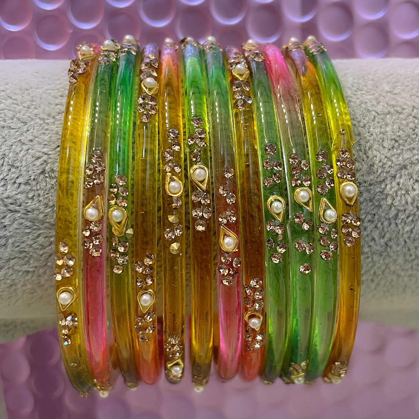 Pearl Glass Bangles in various colours- Size 2.6/2.8