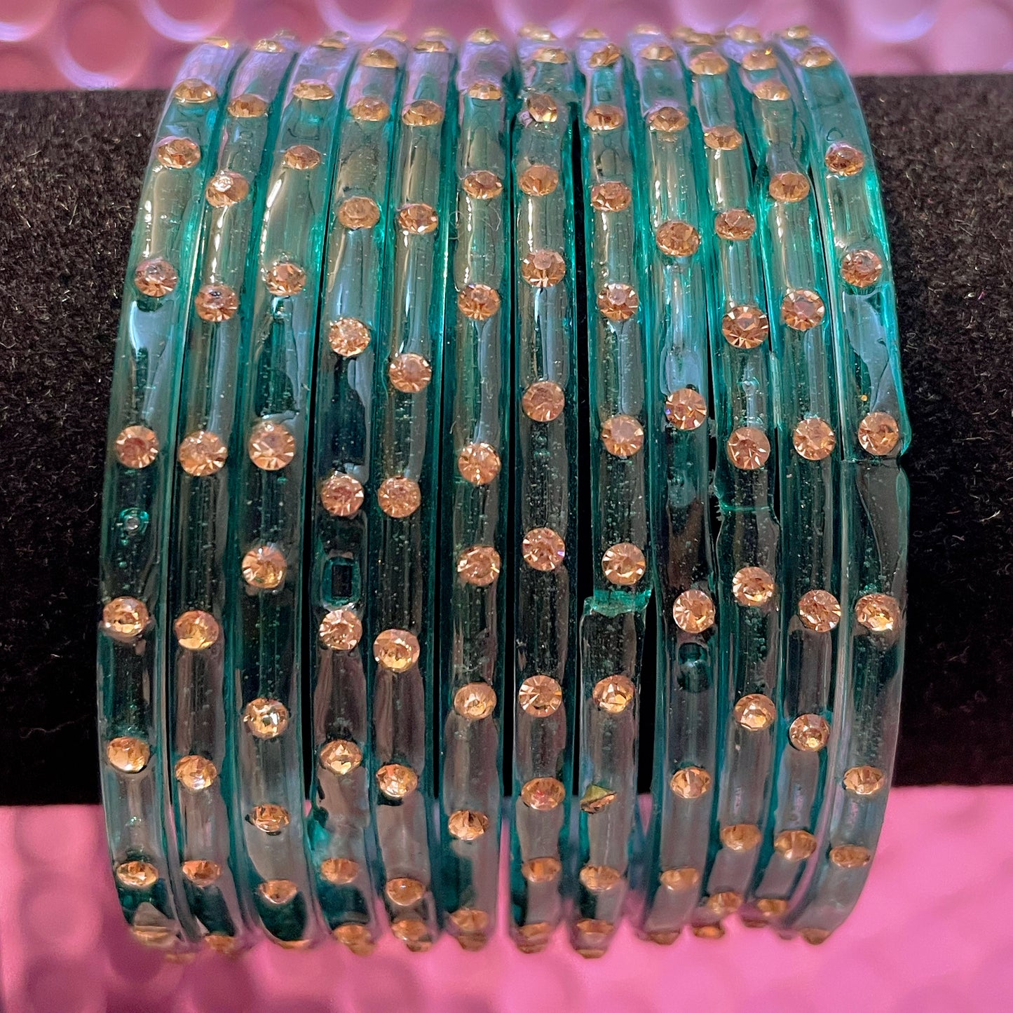 Stone Glass Bangles in various colours- Size 2.4/2.6/2.8