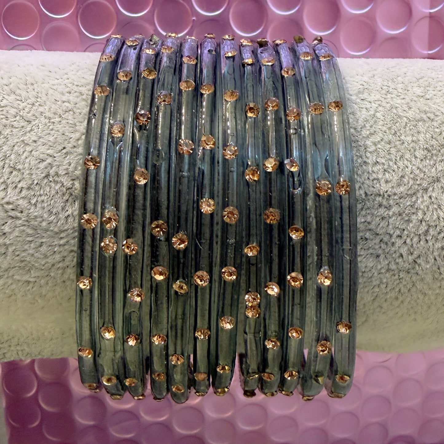 Stone Glass Bangles in various colours- Size 2.2/2.4/2.6/2.8