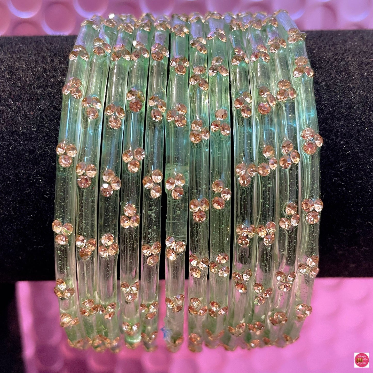 Zirconia Glass Bangles in various Colours- Size 2.6/2.8