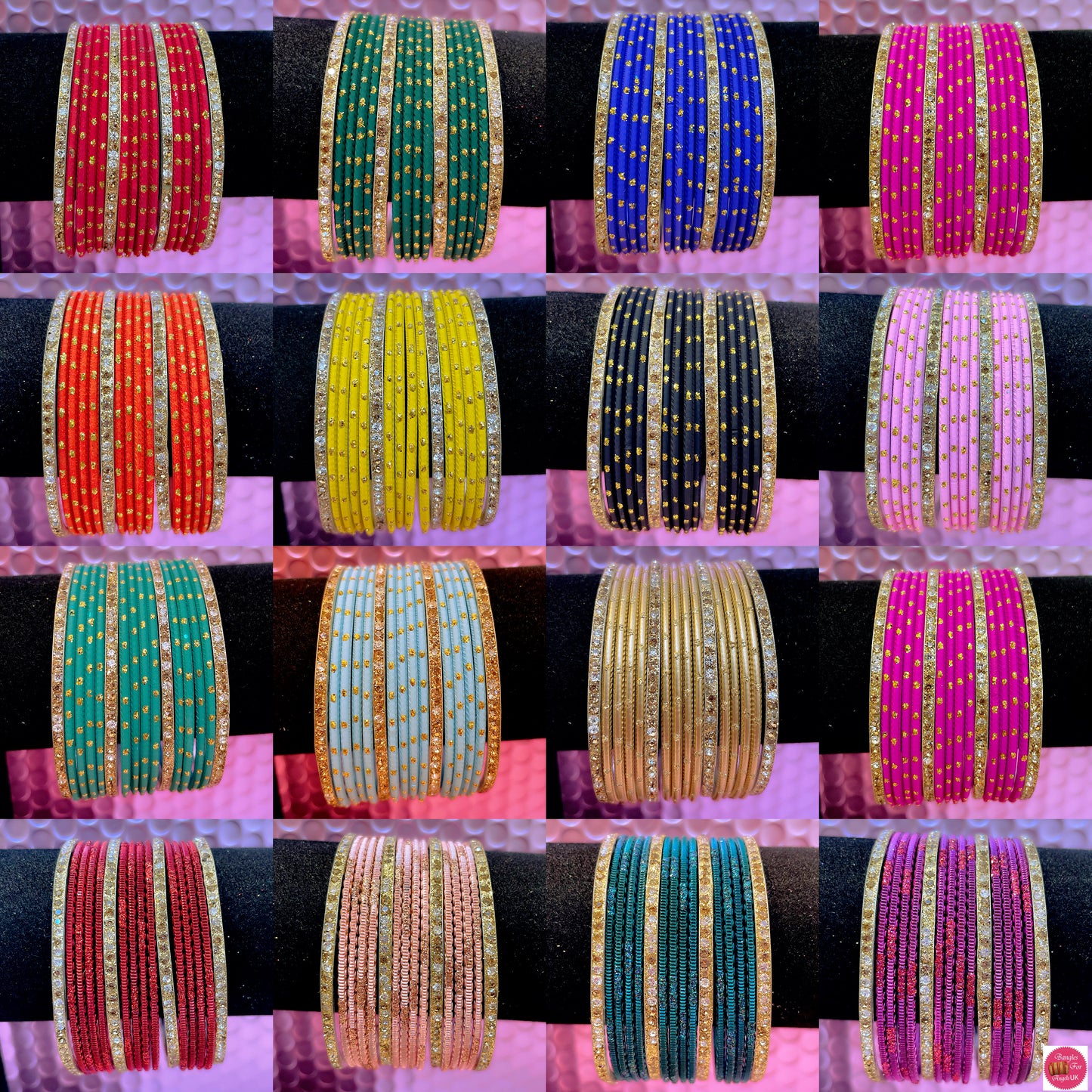 Various Colours Metal Bangles Set- Size 2.10