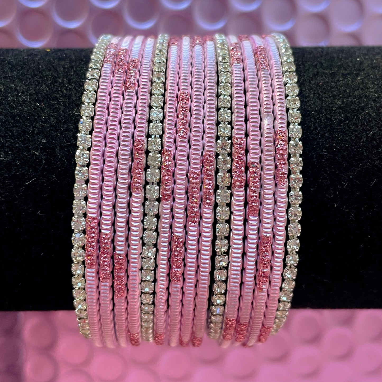 Silver Zirconia Metal Bangles Sets Various Colours - Size 2.2