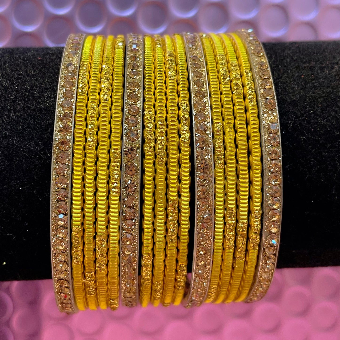 Gold Metal Bangles Sets Various Colours- Size 2.2