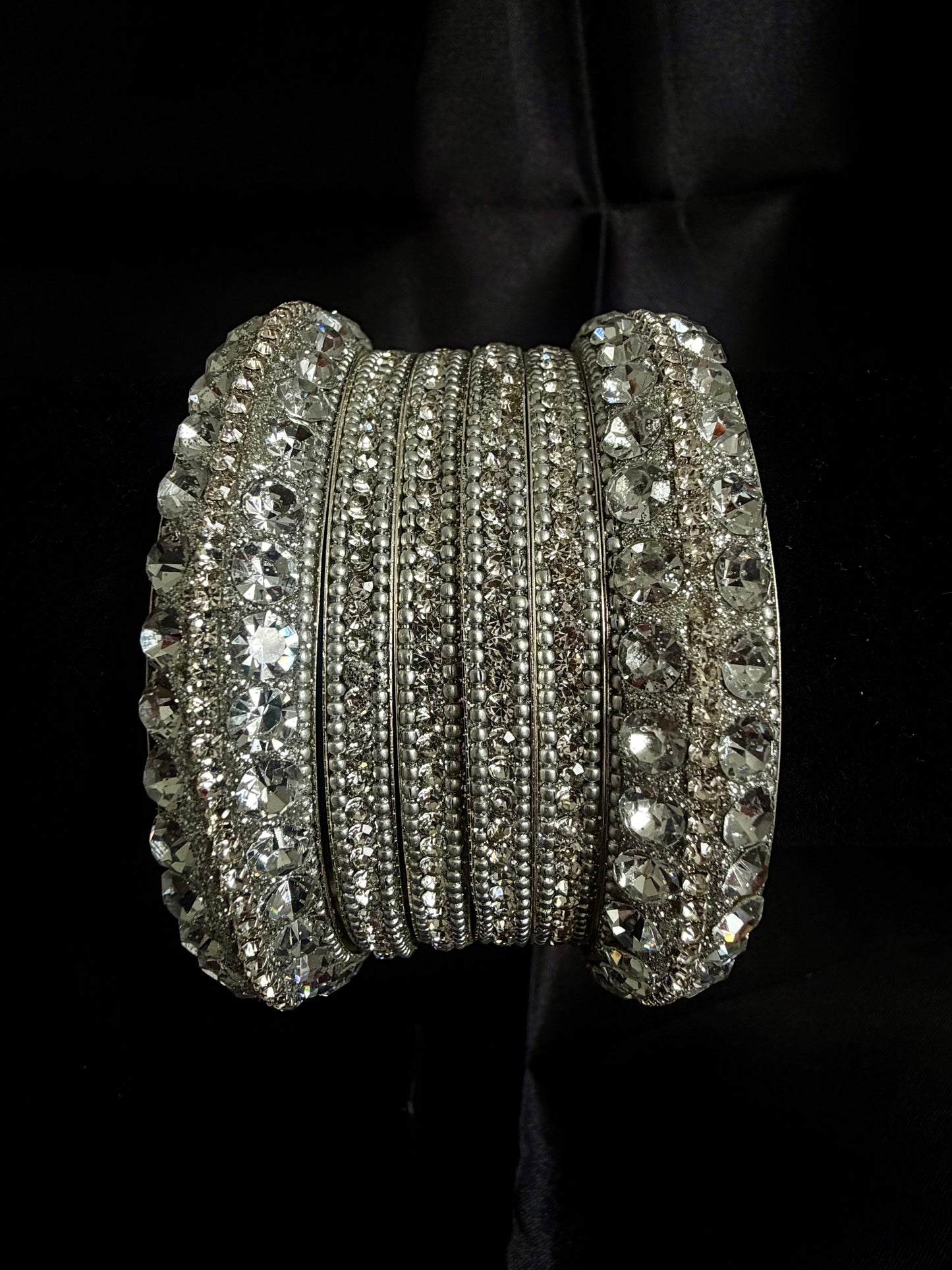 Silver Zirconia Metal Bangles Set