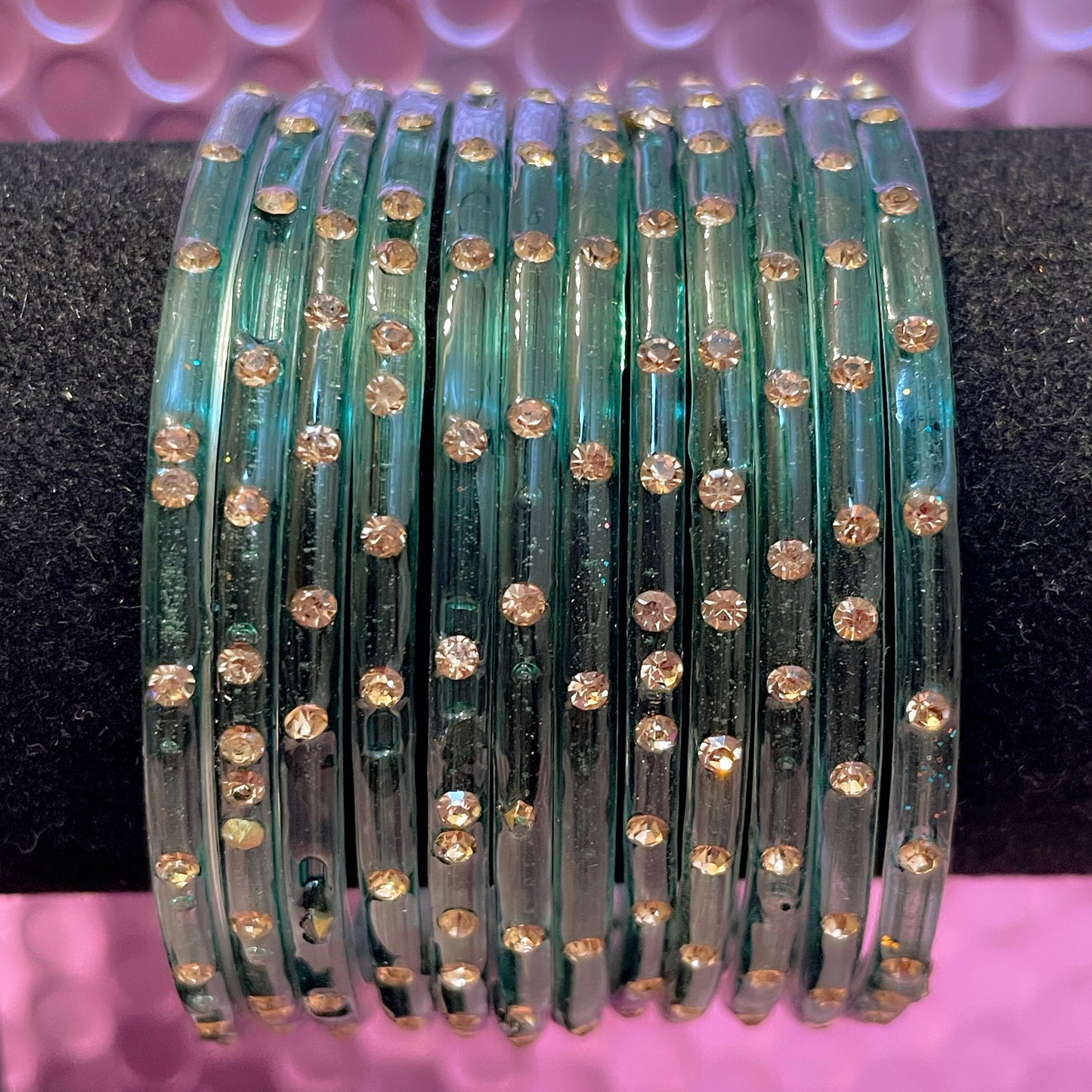 Stone Glass Bangles in various colours- Size 2.4/2.6/2.8
