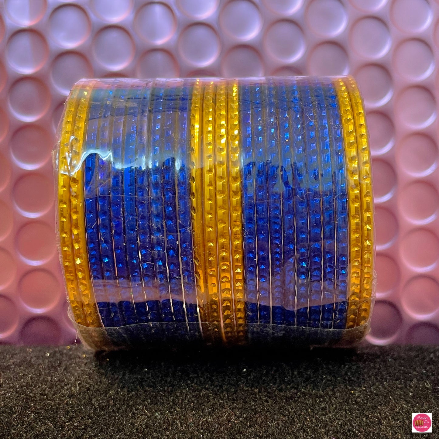 Blue & Gold Metal Bangles Set- Size 1.10