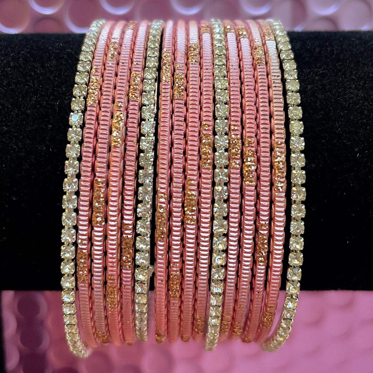 Silver Zirconia Metal Bangles Sets Various Colours - Size 2.2