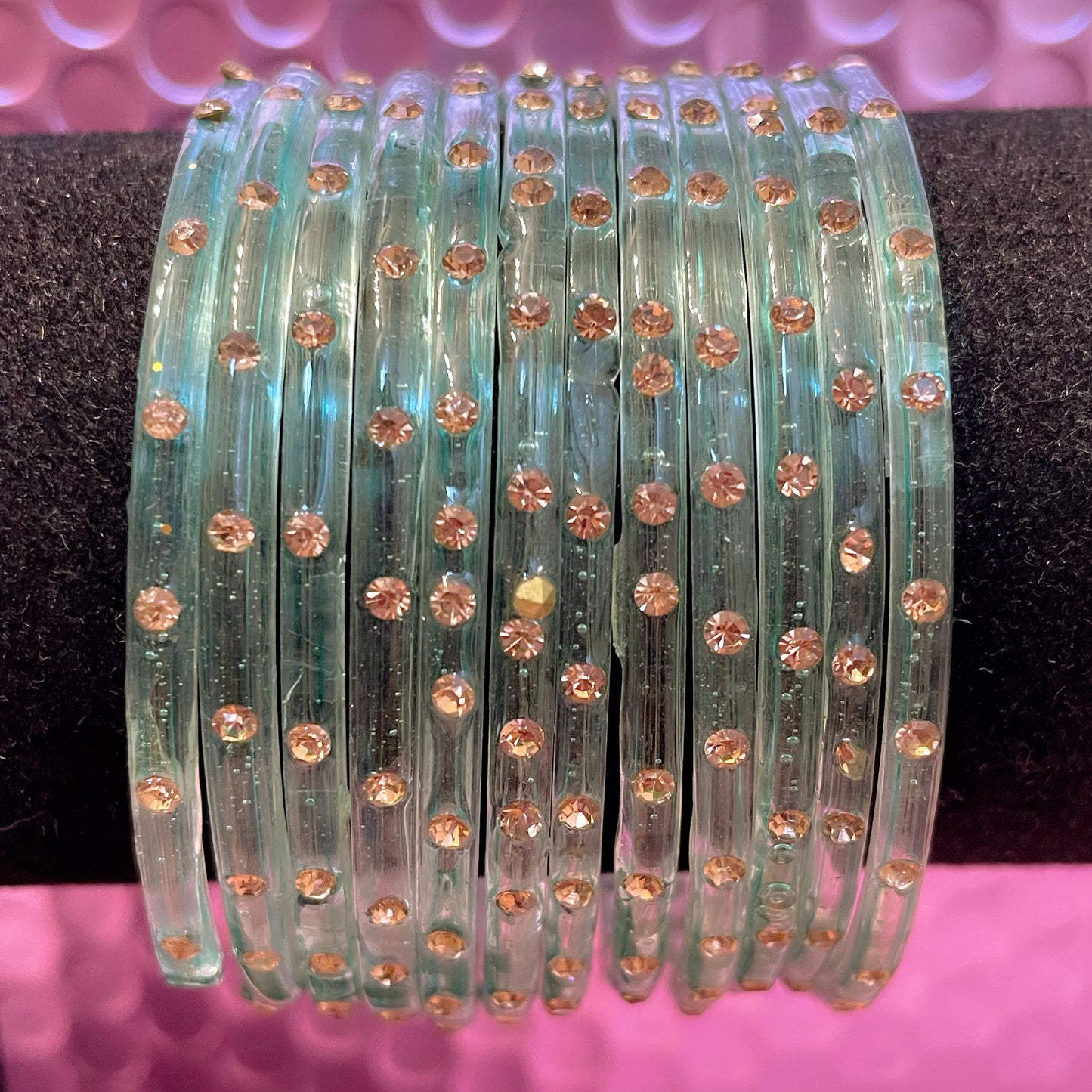 Stone Glass Bangles in various colours- Size 2.4/2.6/2.8