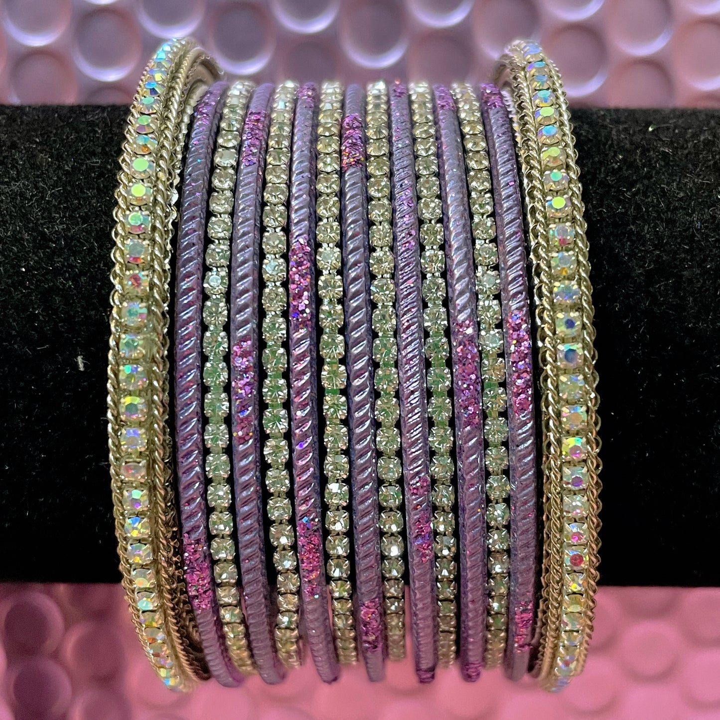 Silver Lilac/Lavender Zirconia Metal Bangles Sets- Various Designs