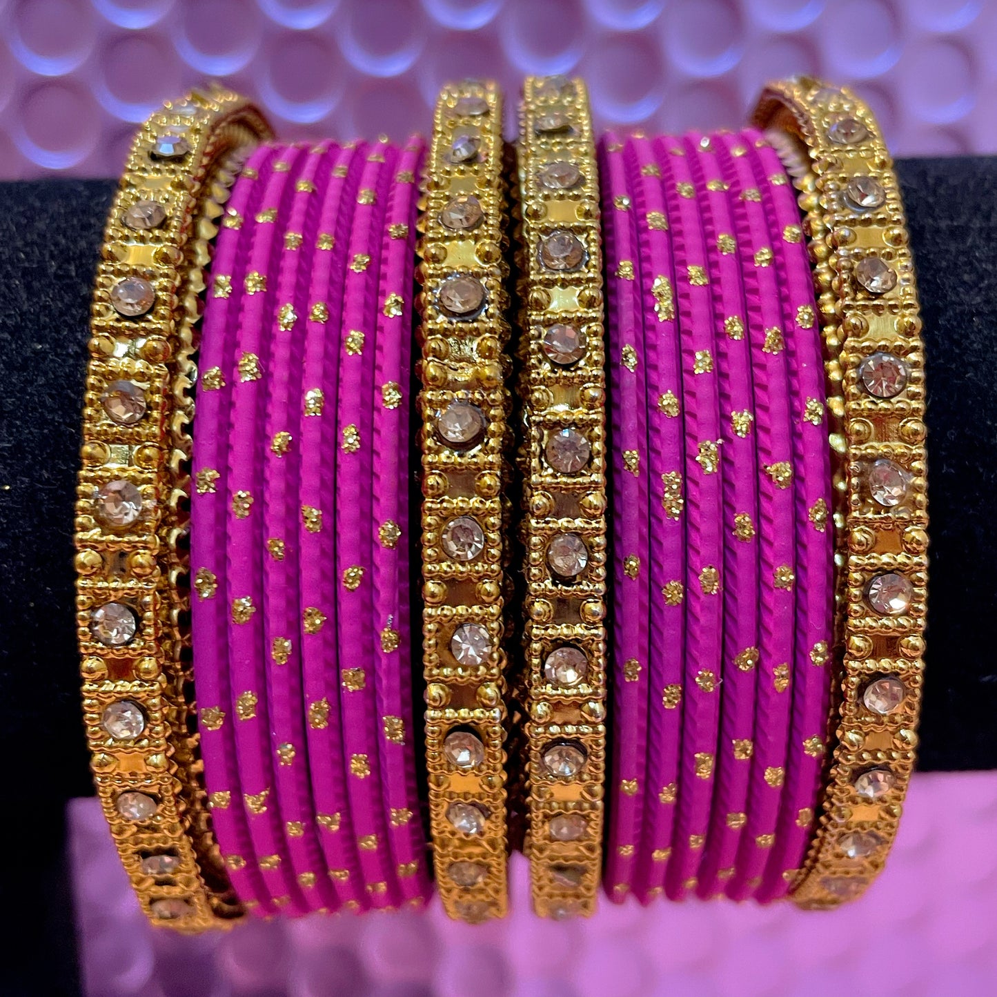 Gold Diamante Metal Bangles Sets- Various Colours