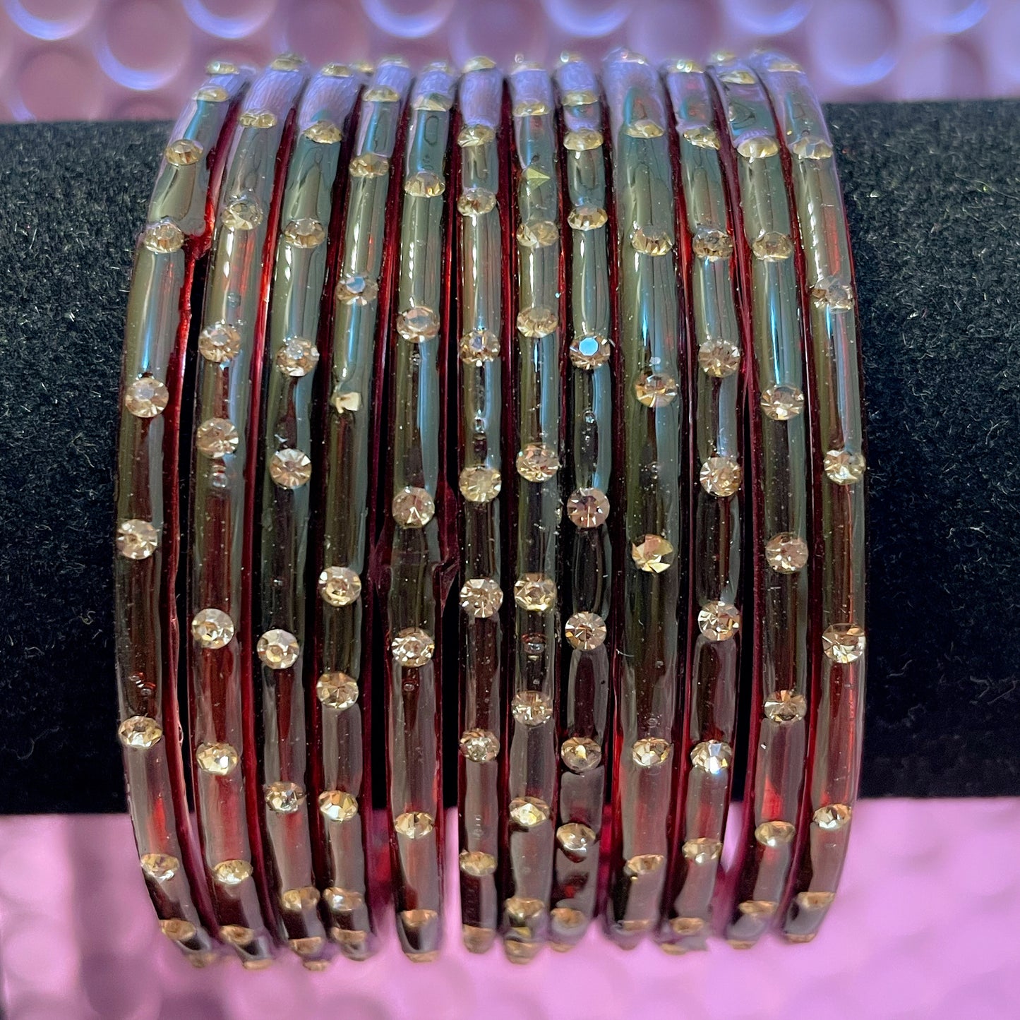 Stone Glass Bangles in various colours- Size 2.4/2.6/2.8