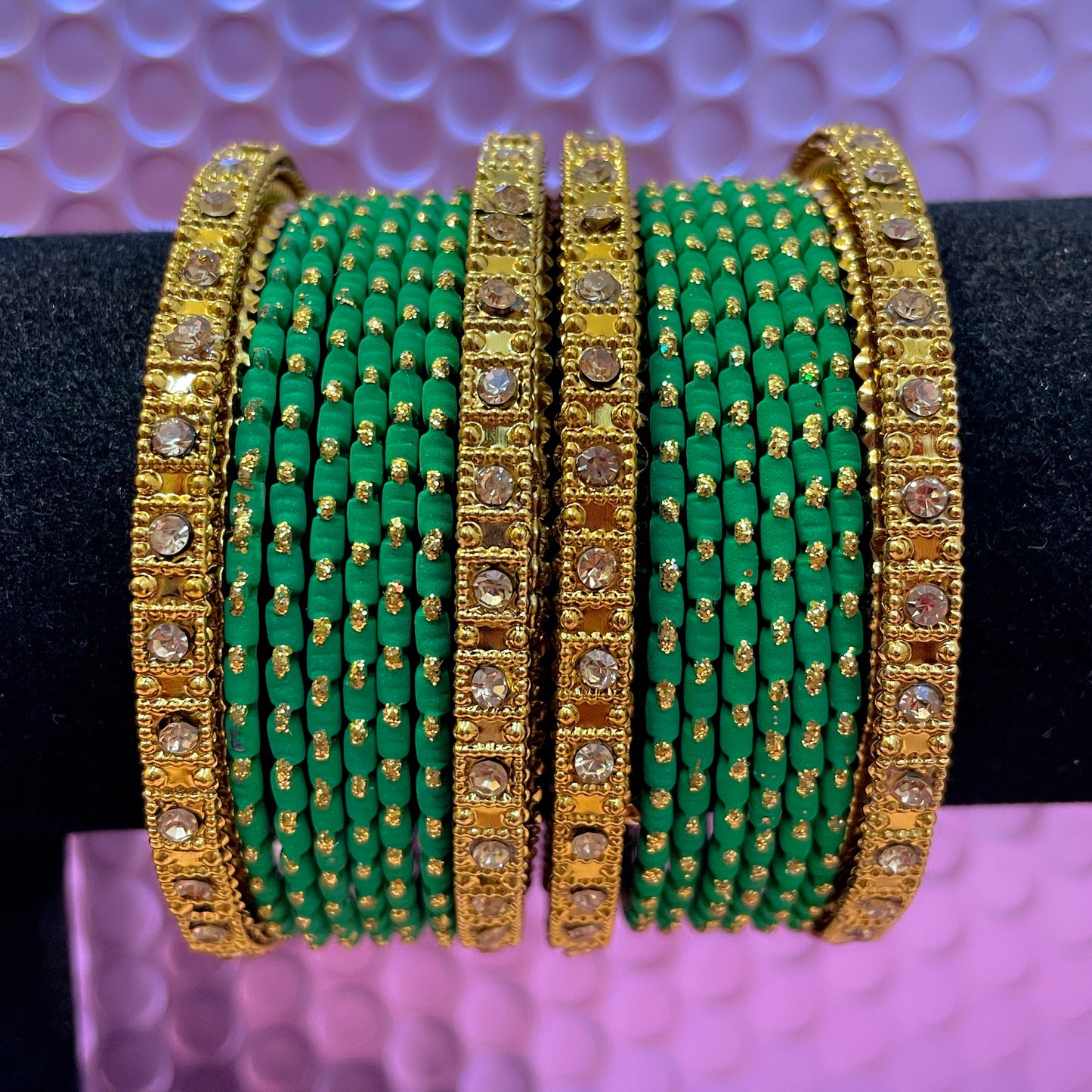 Gold Diamante Metal Bangles Sets- Various Colours