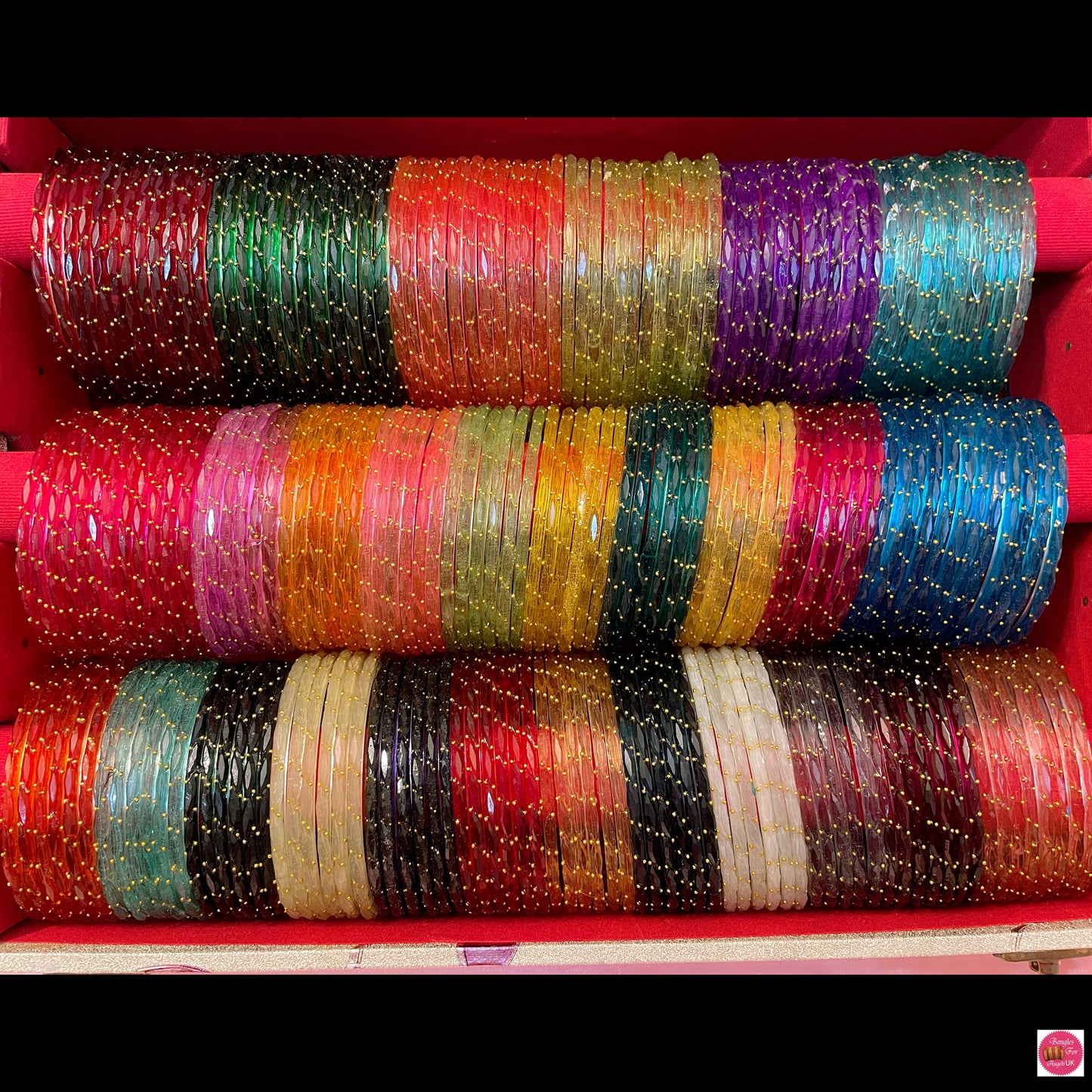 Rain Drop Glass Bangles- Various Colours in size 2.6