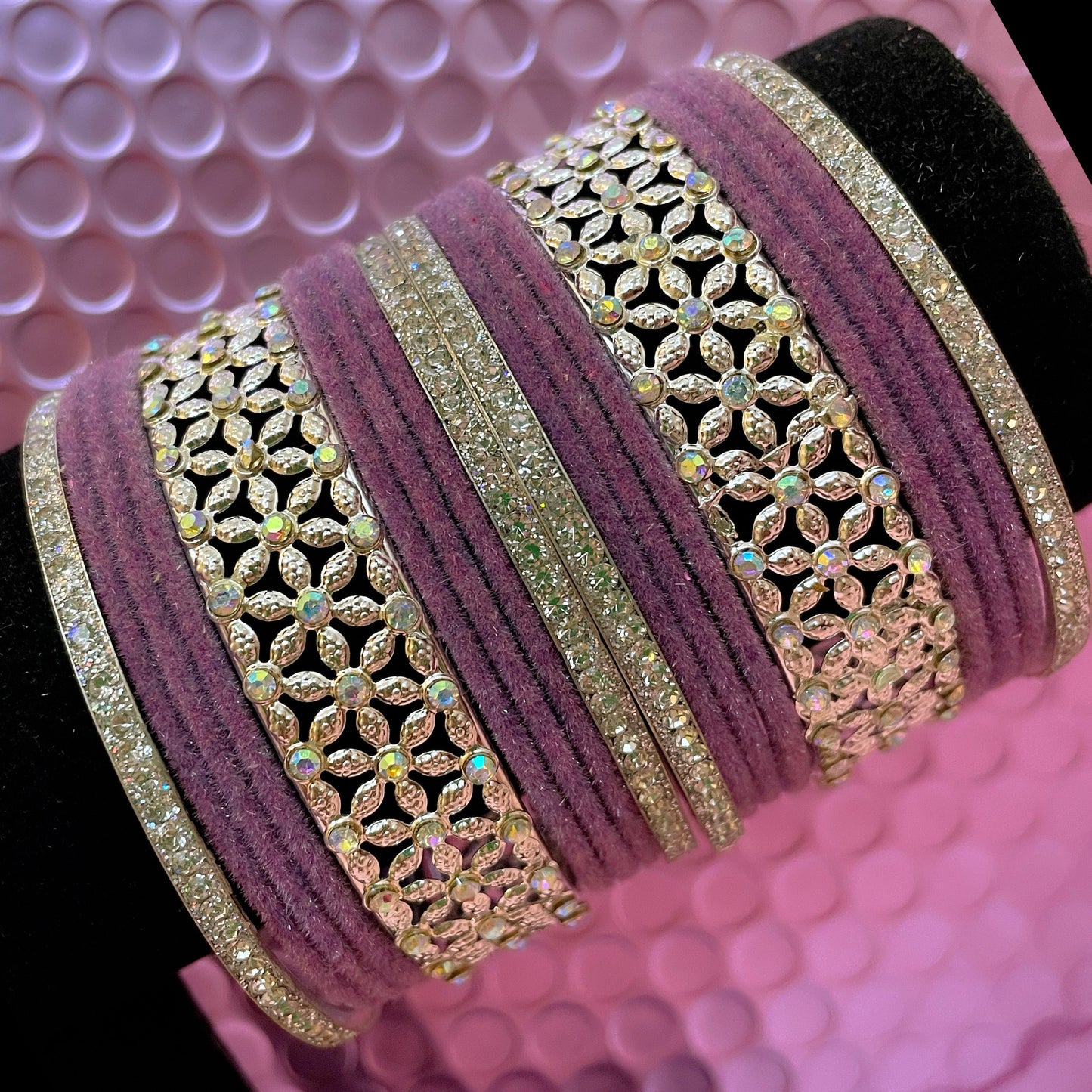 Silver Metal Bangles Sets Various Colours- Size 2.2