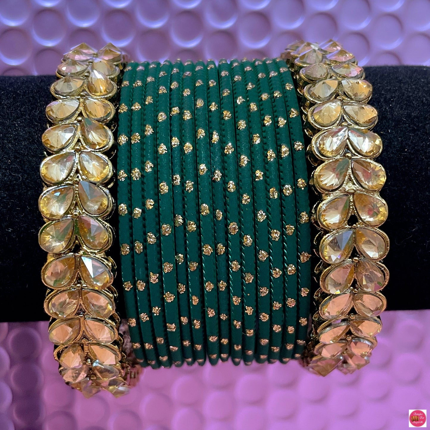 Kundan Metal Bangles Sets- Various Colours