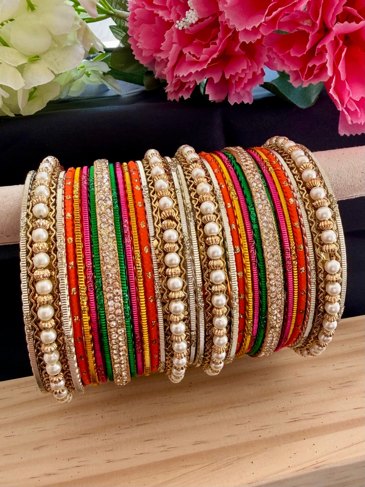 Pearl Metal Bangles Set in various colors