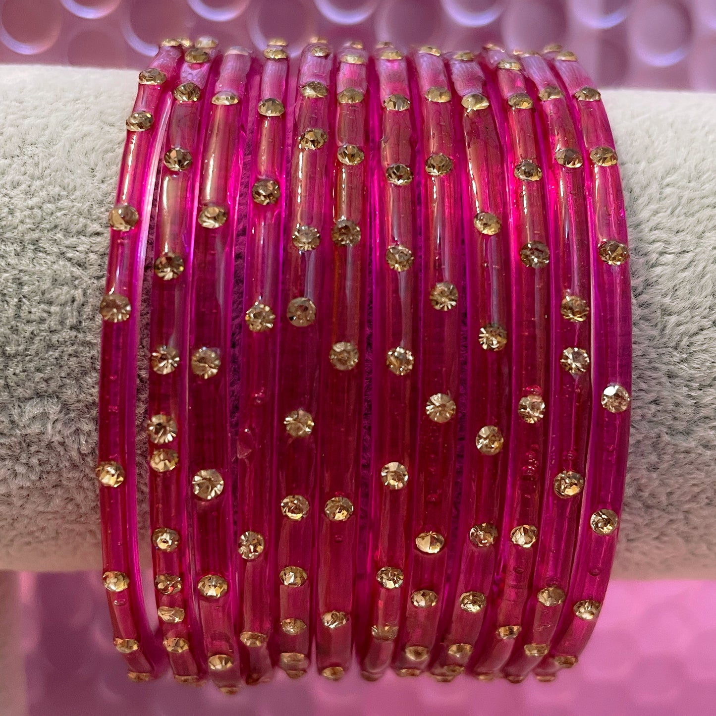 Stone Glass Bangles in various colours- Size 2.4/2.6/2.8