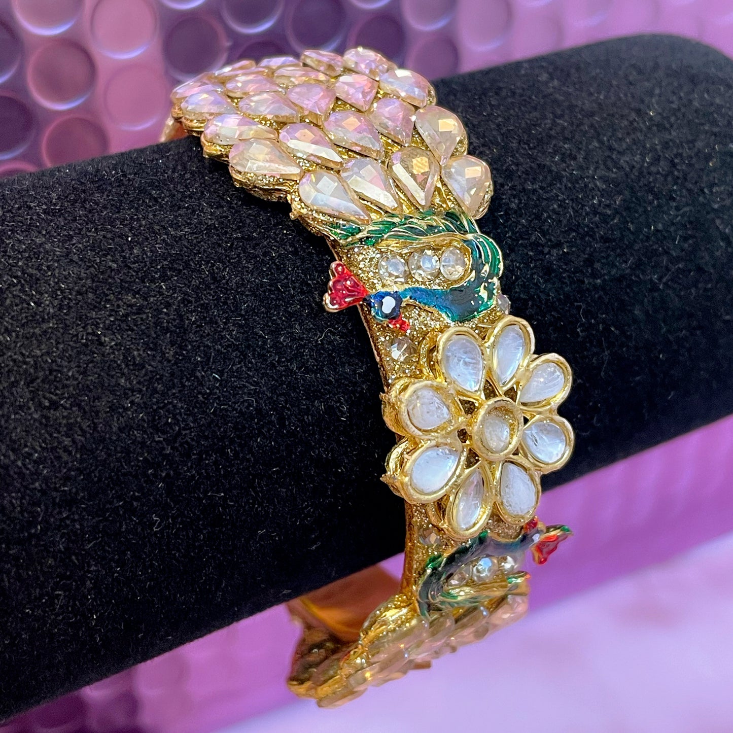 Peacock Gold Brass Metal Bracelet