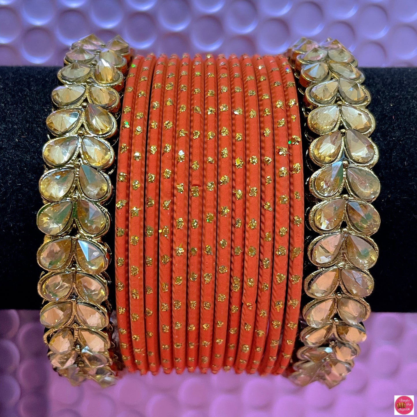 Kundan Metal Bangles Sets- Various Colours