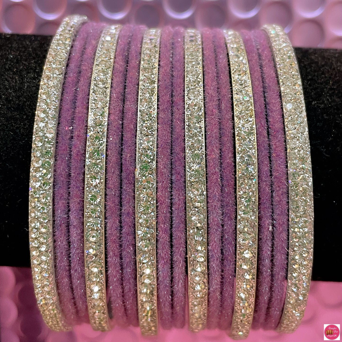 Silver Lilac/Lavender Zirconia Metal Bangles Sets- Various Designs