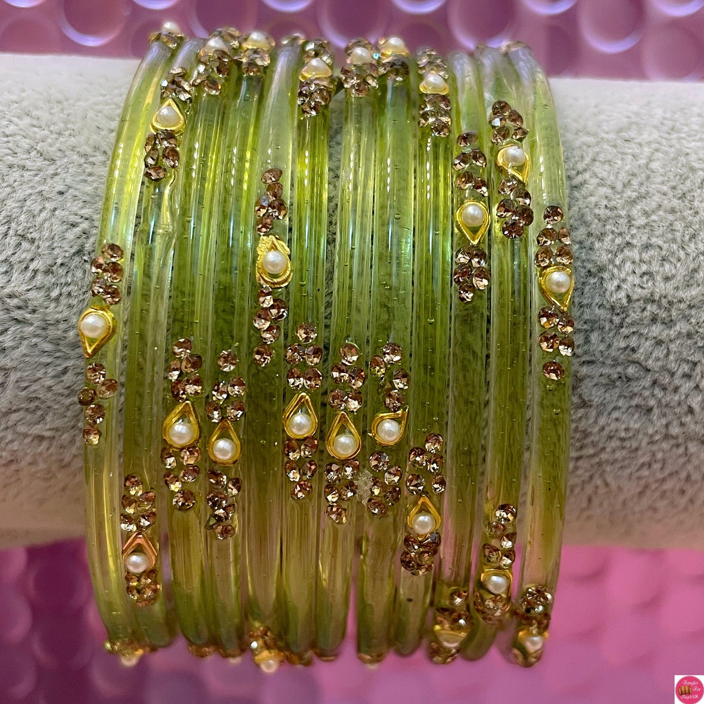 Pearl Glass Bangles in various colours- Size 2.6/2.8