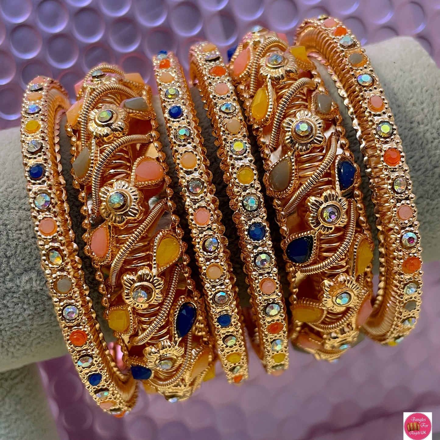 Multicoloured Brass Metal Bangles Set