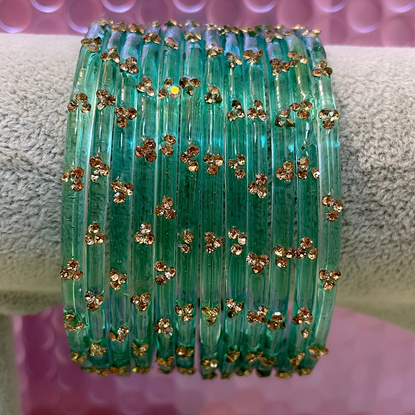 Zirconia Glass Bangles in various Colours- Size 2.6/2.8