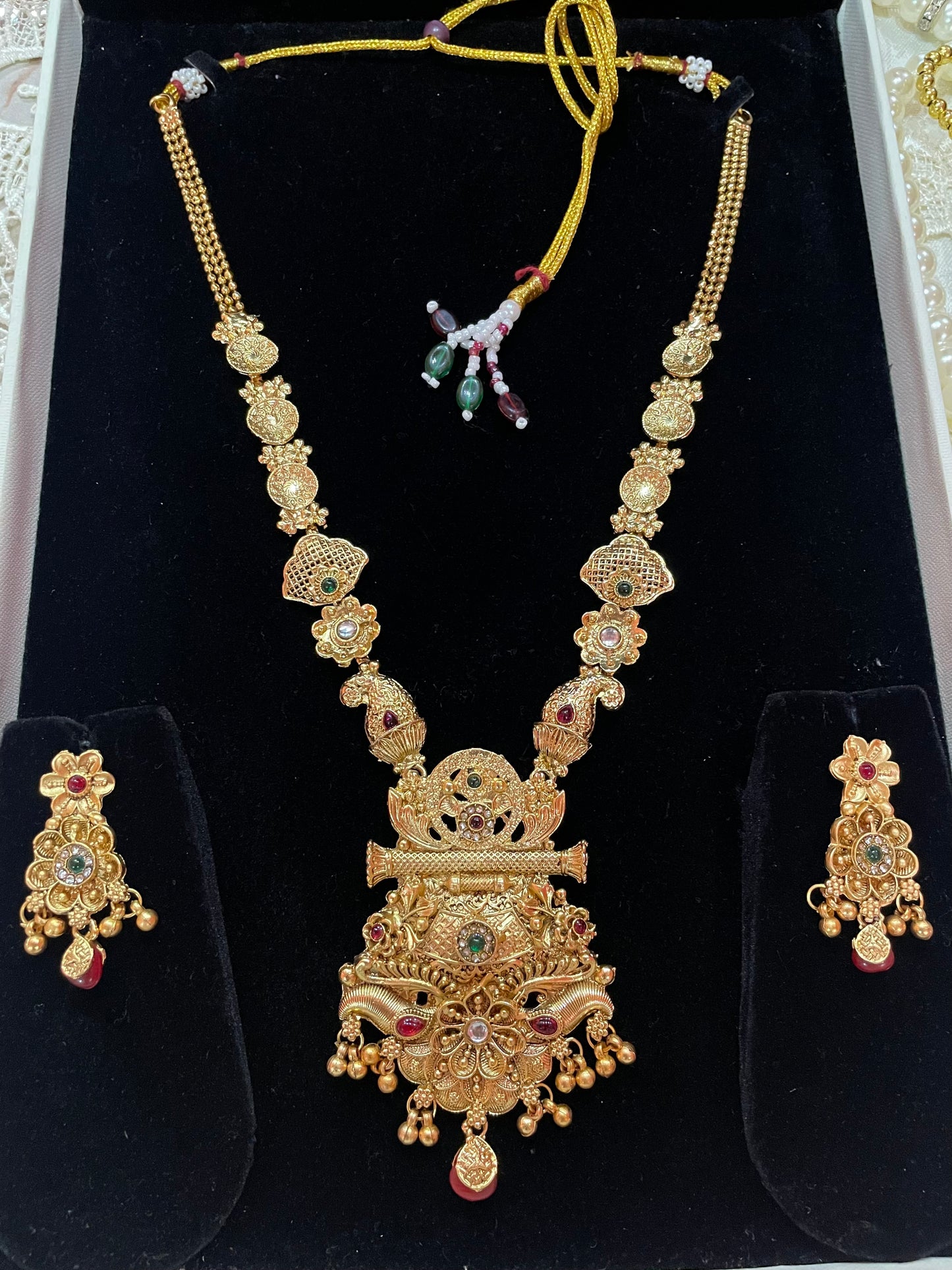 Traditional Gold Plated Long Flower Necklace