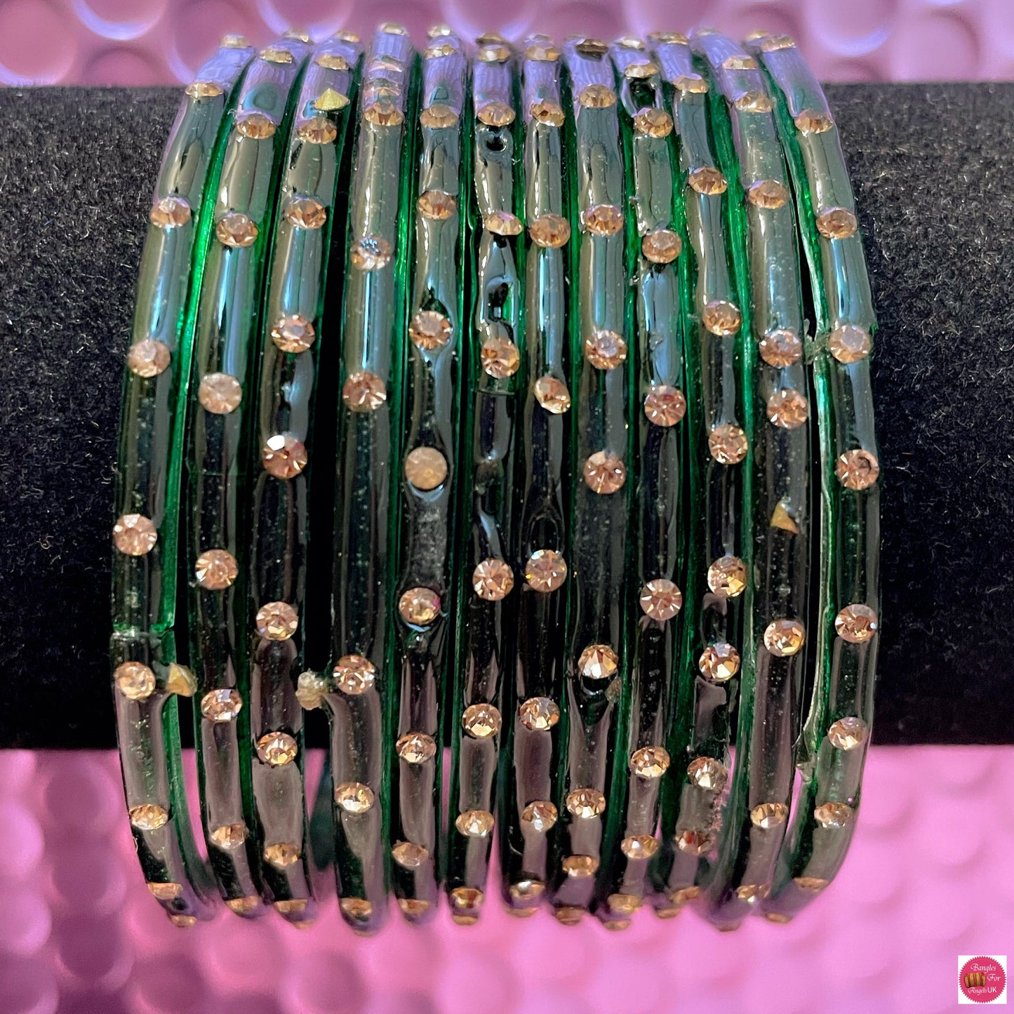 Stone Glass Bangles in various colours- Size 2.4/2.6/2.8