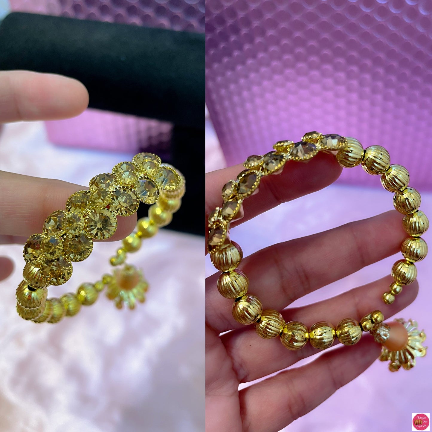 Combo Of 6 Gold Openable Diamante Bracelet