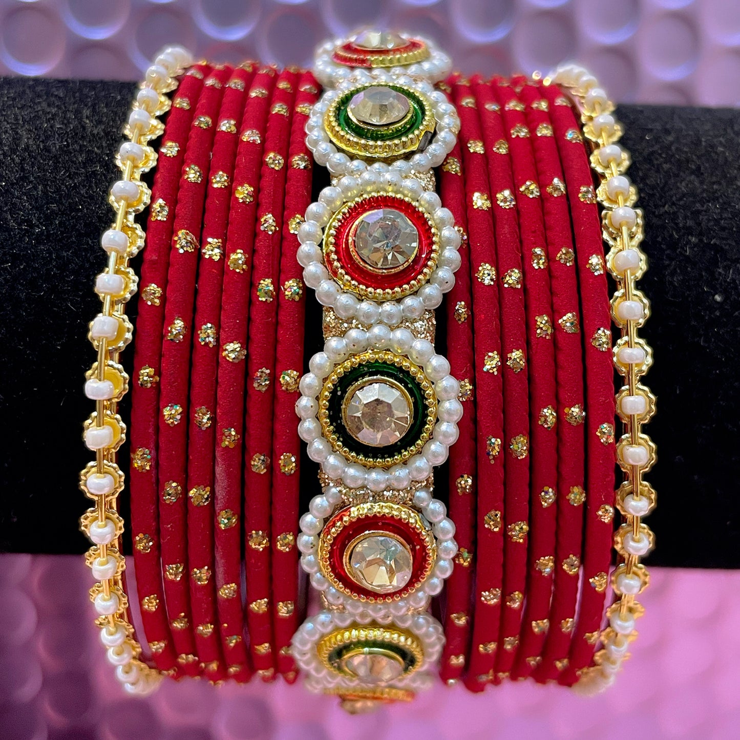 Pearl Metal Bangles Sets- Various Colours
