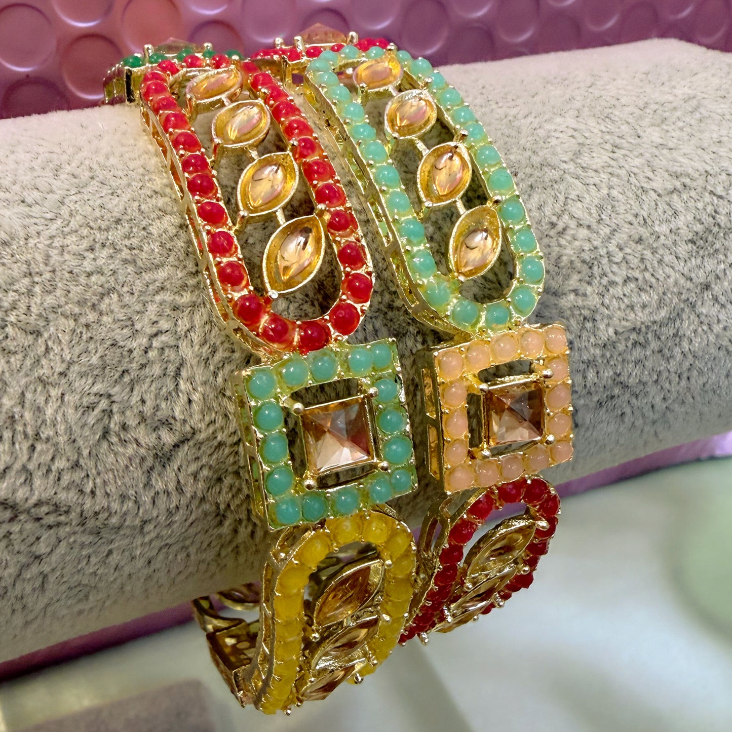 Multicoloured Kundan Karas