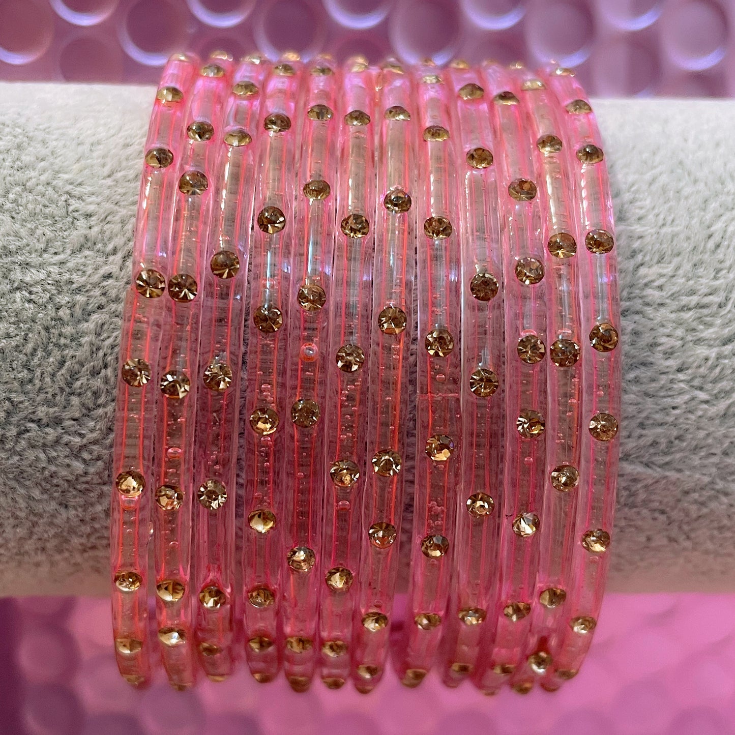 Stone Glass Bangles in various colours- Size 2.4/2.6/2.8