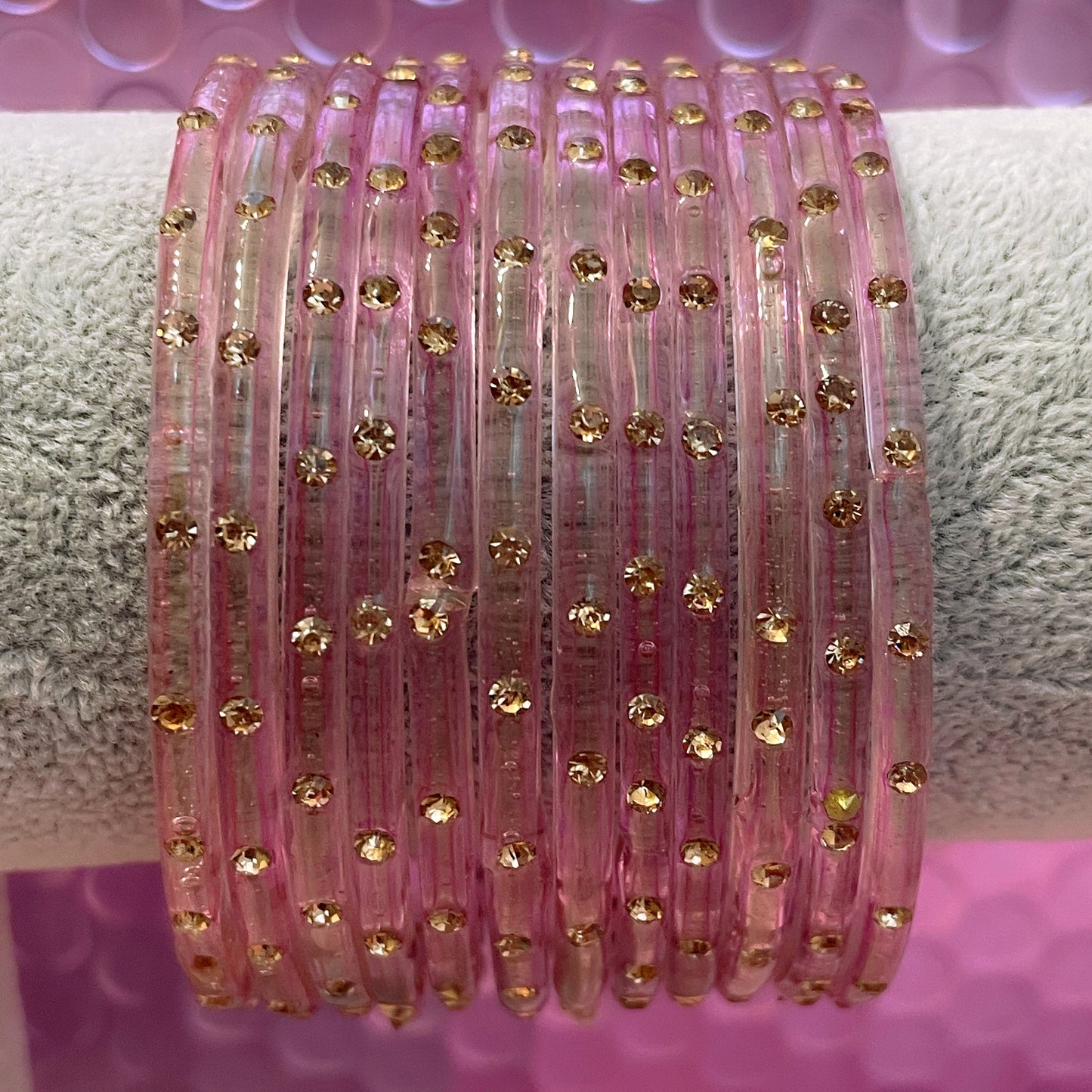 Stone Glass Bangles in various colours- Size 2.4/2.6/2.8