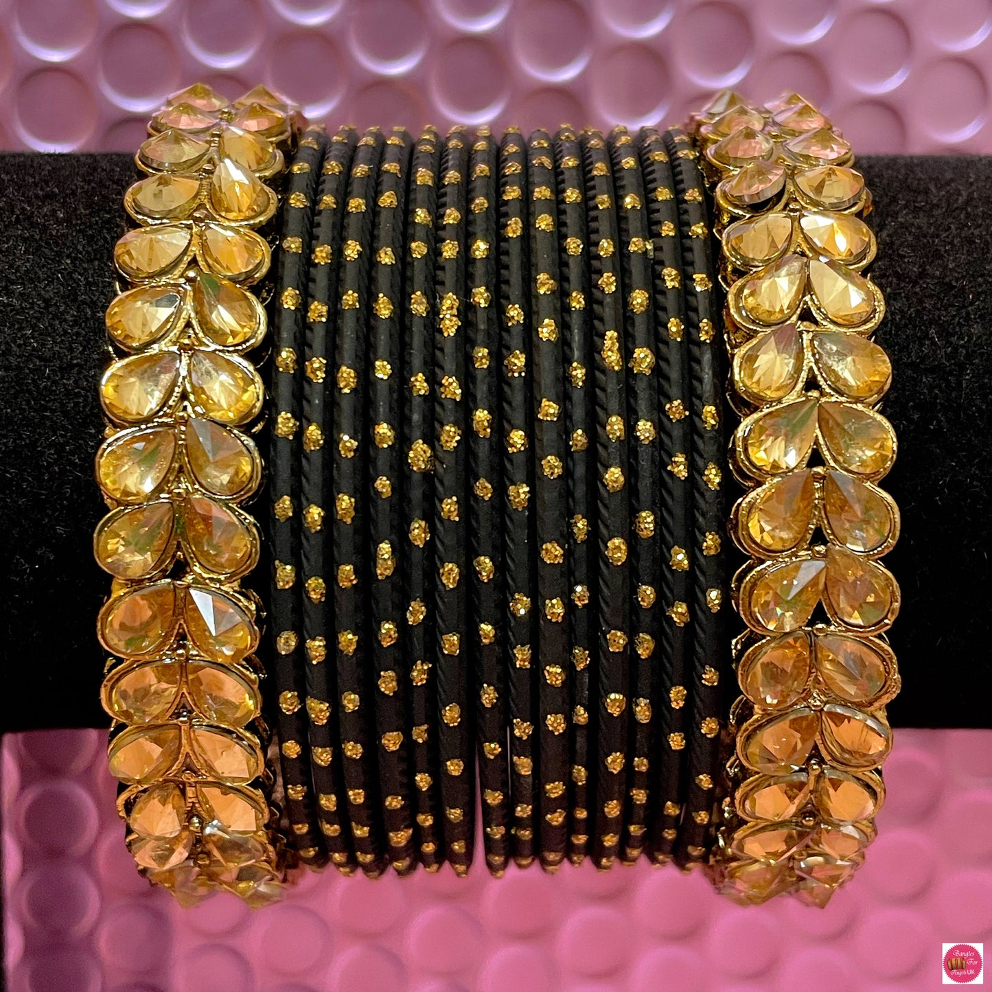 Kundan Metal Bangles Sets- Various Colours
