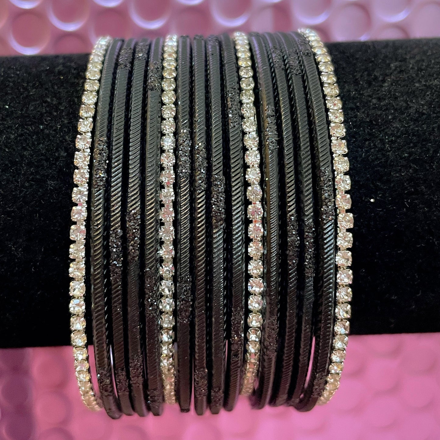 Silver Zirconia Metal Bangles Sets Various Colours - Size 2.2
