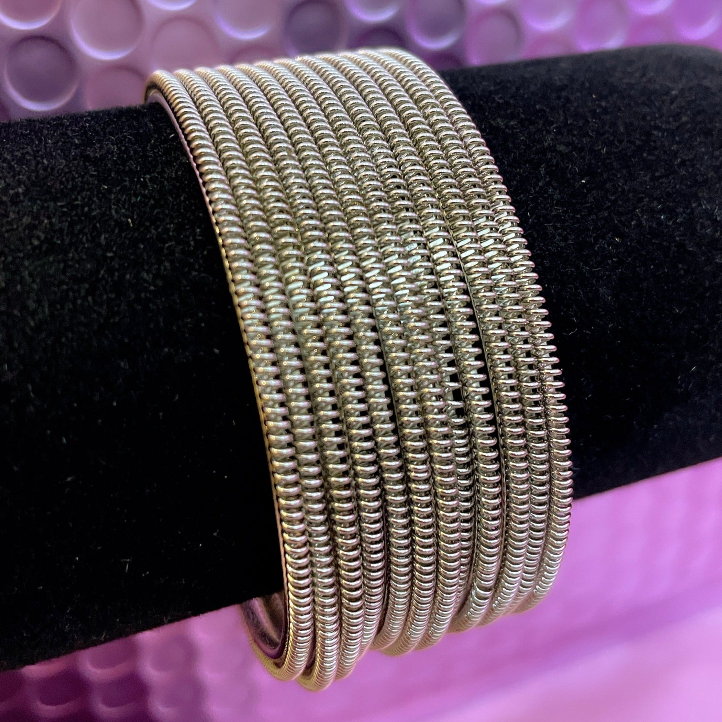 Silver Oxidised Metal Bangles- Size 2.2